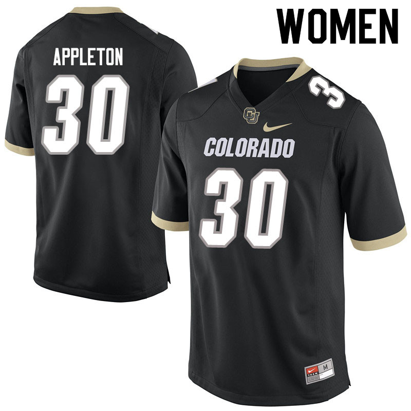 Women #30 Curtis Appleton Colorado Buffaloes College Football Jerseys Sale-Black - Click Image to Close